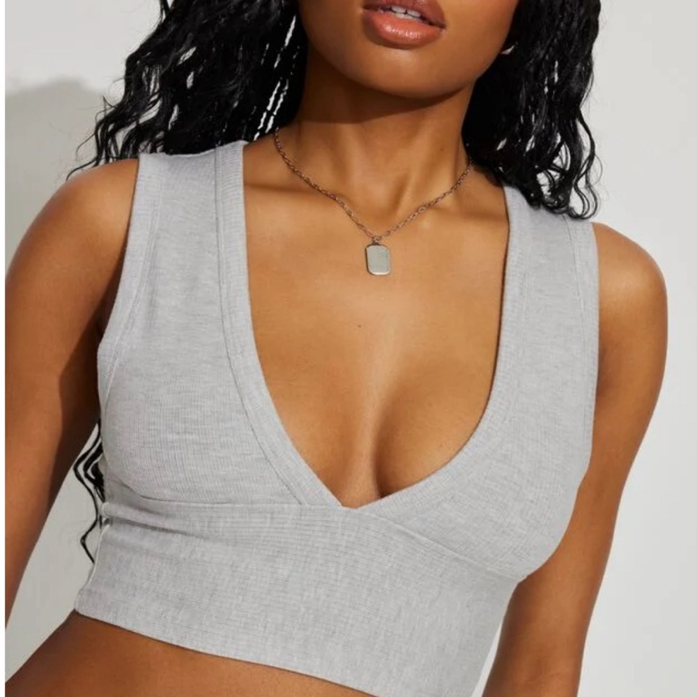 Garage-Plunge V-Neck Rib Tank Top